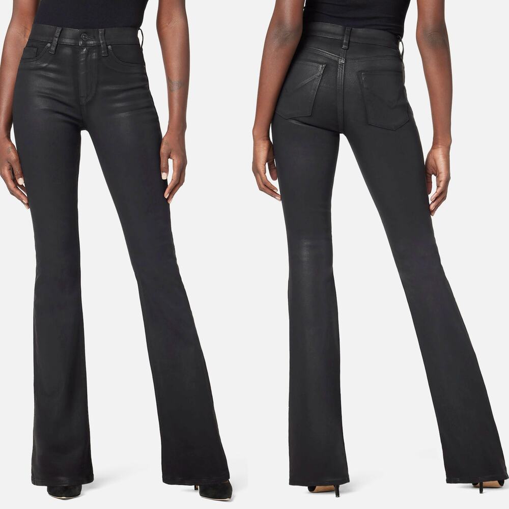 Hudson Barbara High Waist Boot Cut Black Noir Coated Jeans Size 27 US 4 - Picture 2 of 11